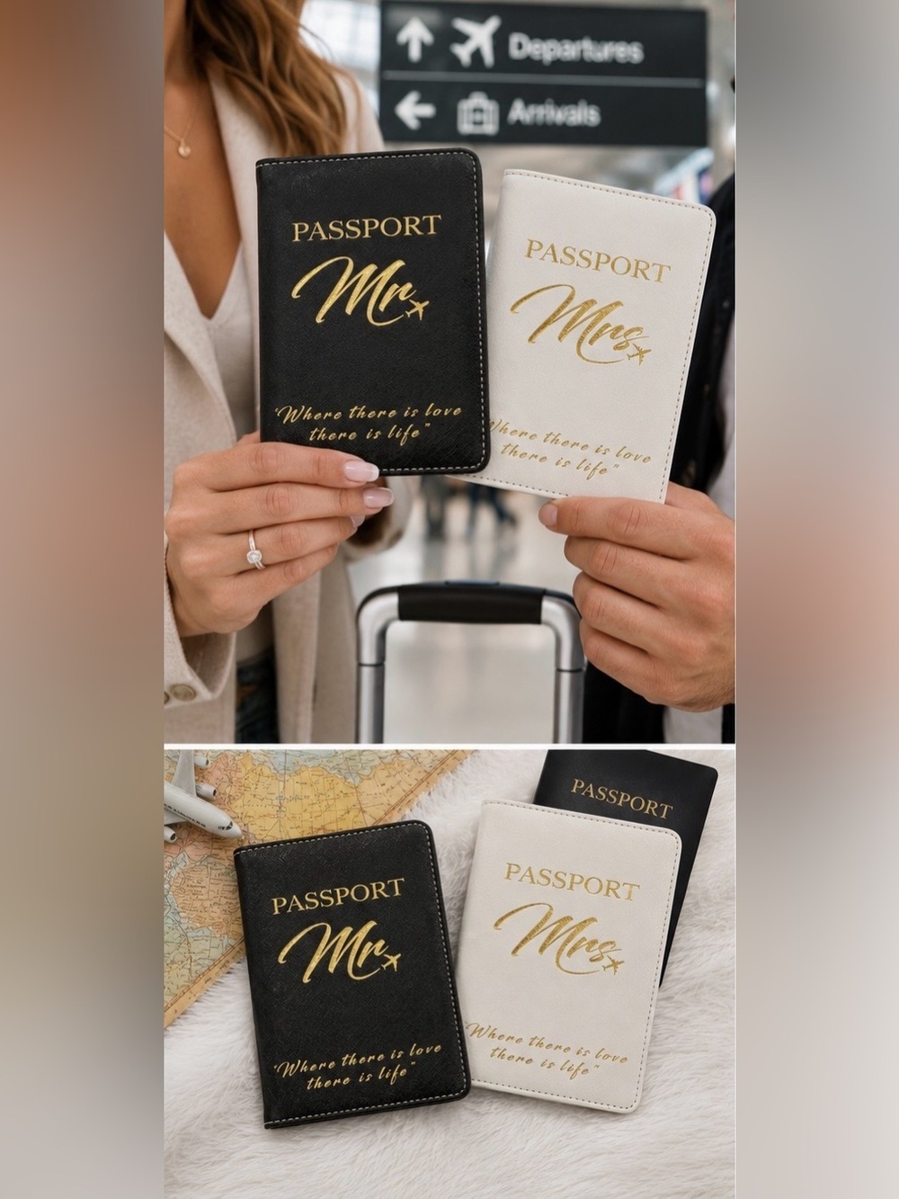 Mr & Mrs Passport Covers Set | Honeymoon Travel Wallet Holders | Wedding Gift